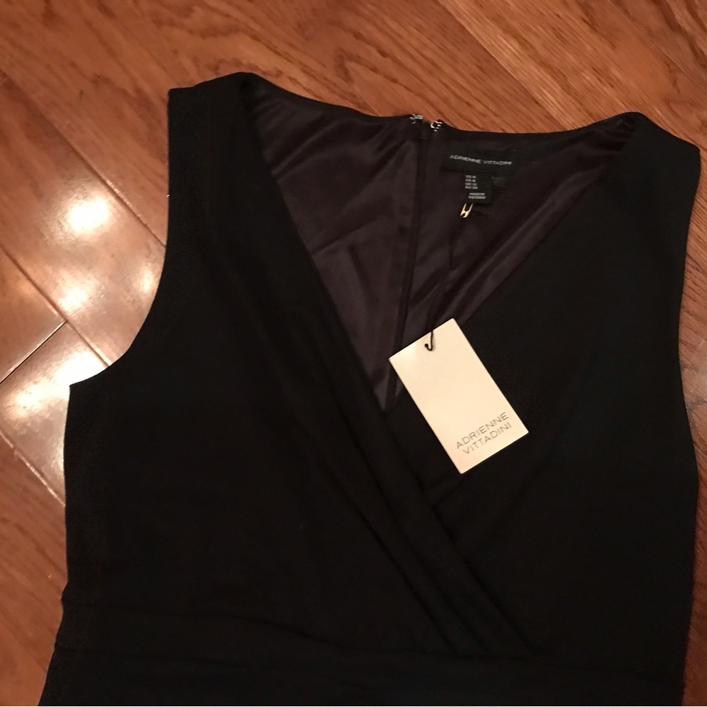 Adrienne Vittadini Elegant Black V-Neck Dress